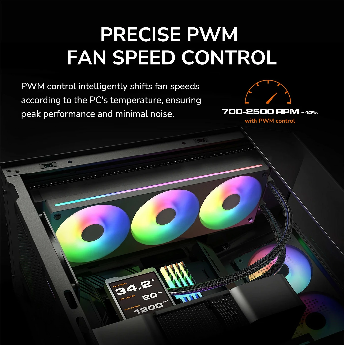 Fan për kasë COUGAR Unity240-FB, 2x120mm, ARGB, PWM, 700-1600 RPM, i bardhë