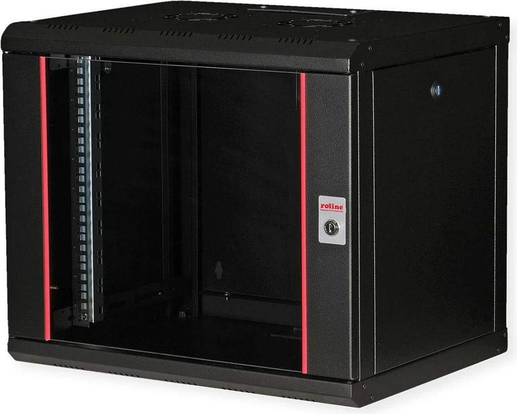 Kabinet rrjeti muror ROLINE Pro 9U, 19", 450x600 mm, derë xhami me kyç, i zi