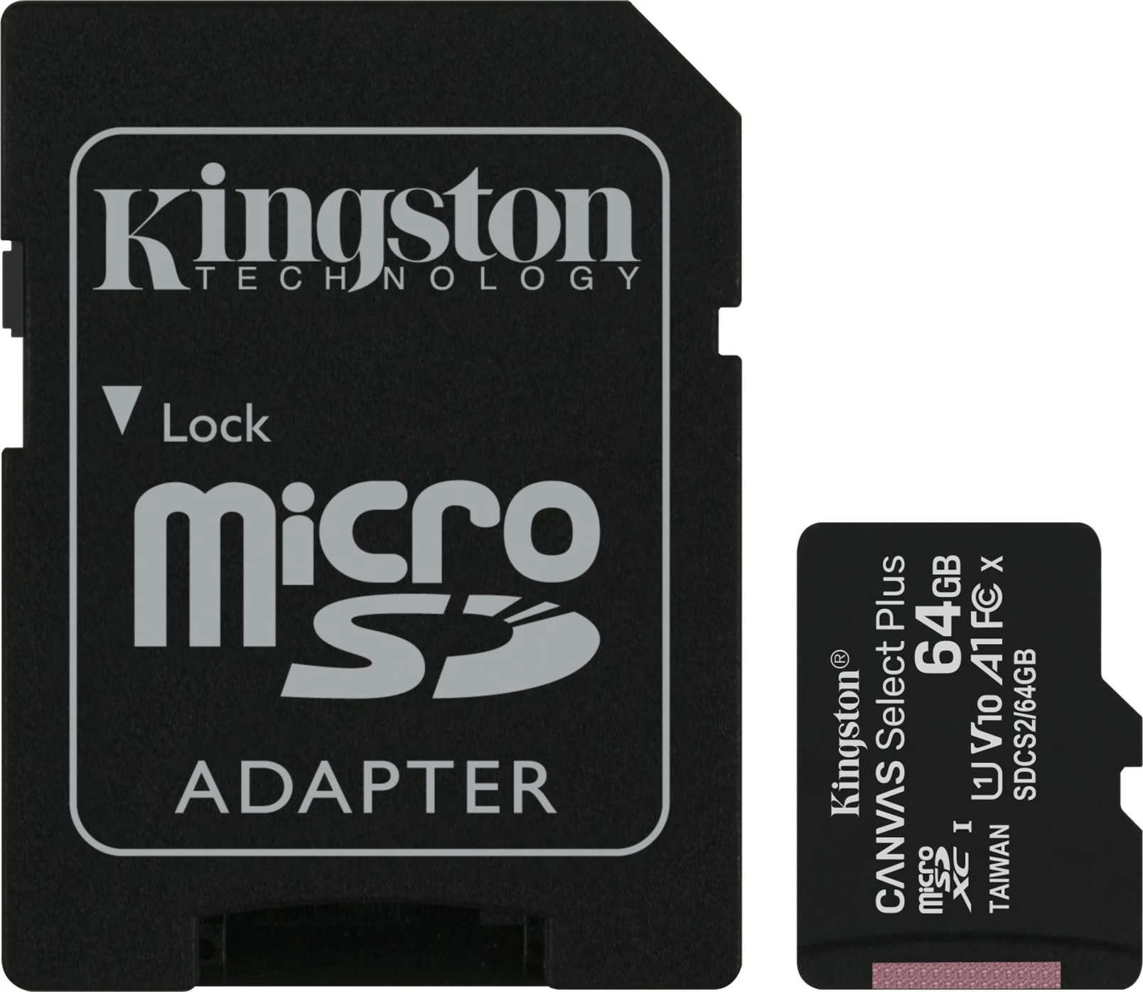 Kartelë microSDXC Kingston 64GB Canvas Select Plus, 100 MB/s, e zezë
