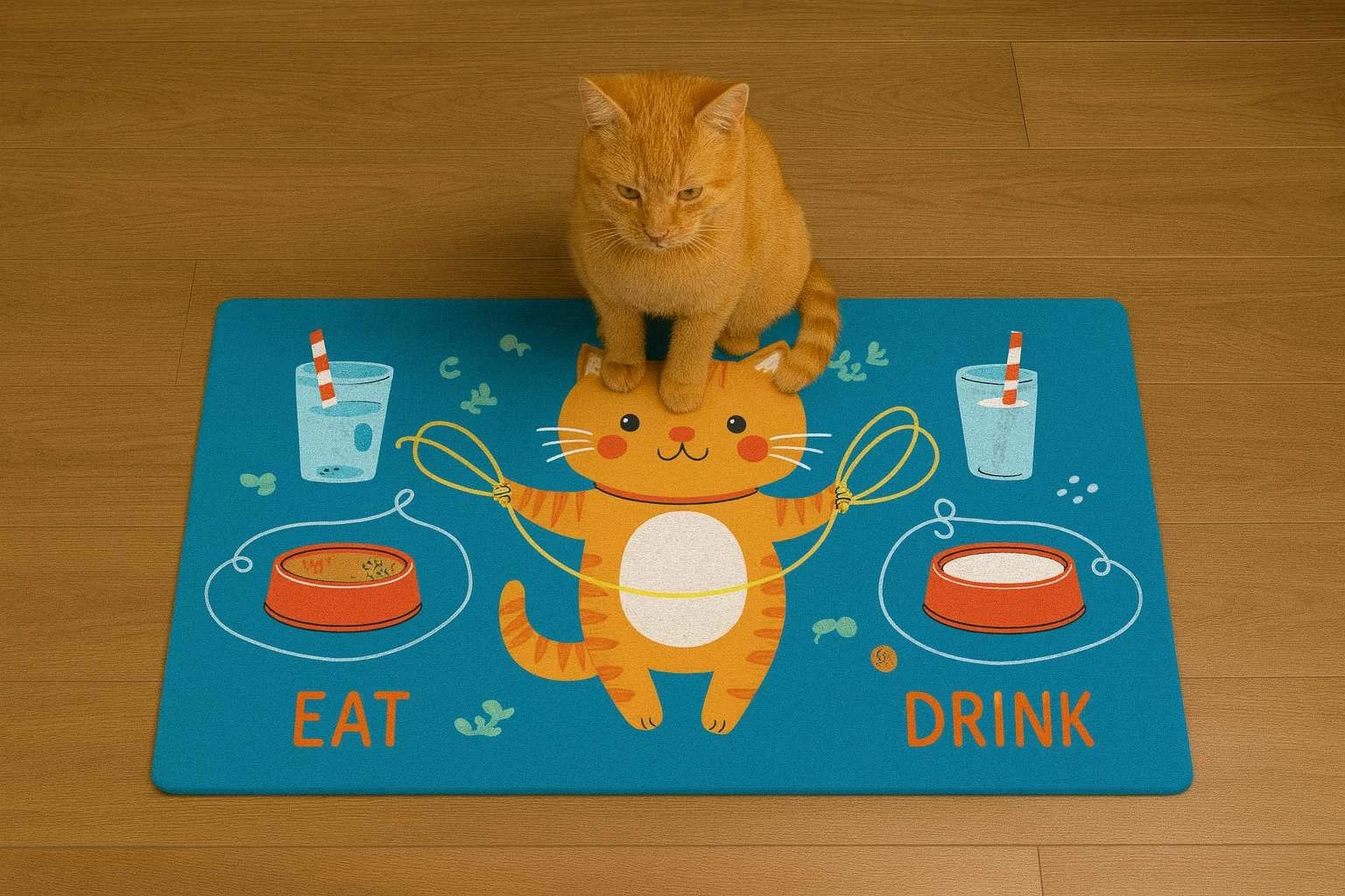 Tapet për ushqim të kafshëve, shumëngjyrësh, Paws & Whiskers, Paspet4, 40x70cm