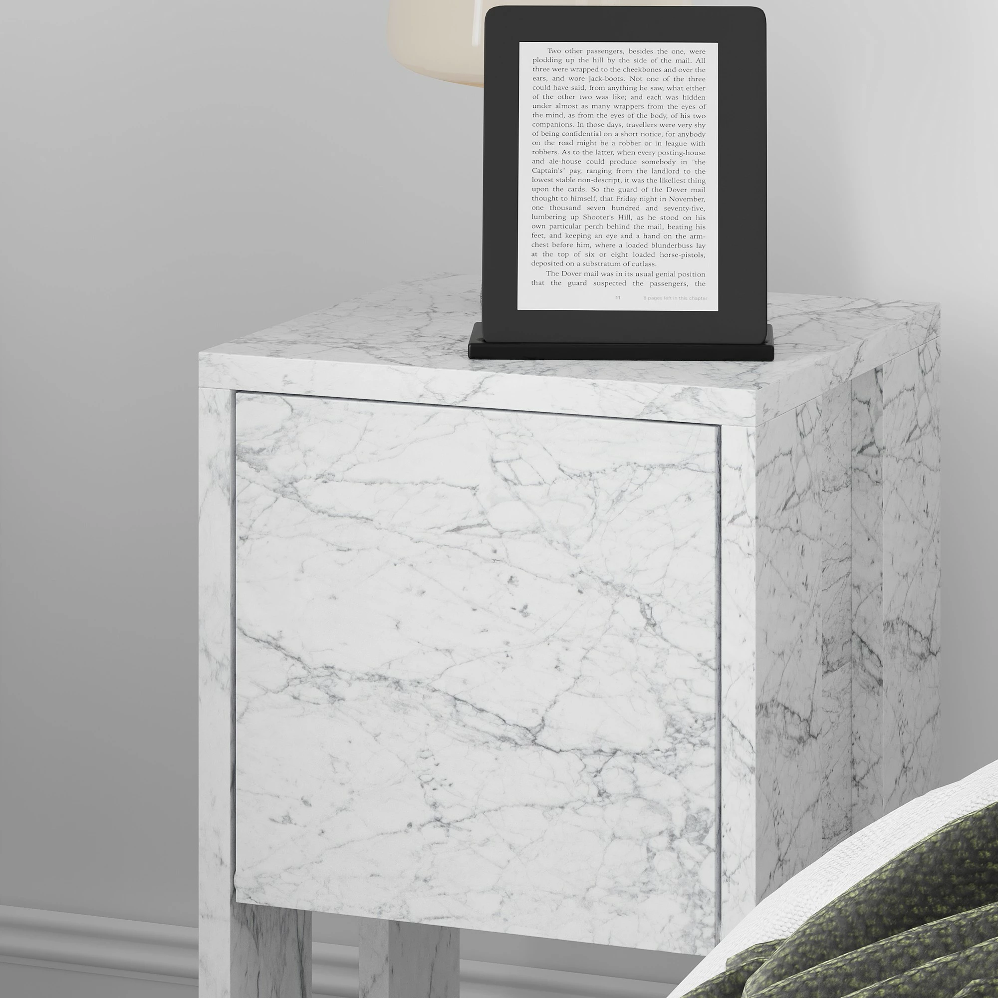 Komodinë nate Skye Decor, ngjyrë Carrara Marble