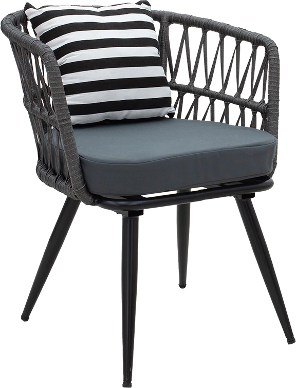 Karrige Naoki metalike, e zezë-pe gri, jastëk i zi/bardhë