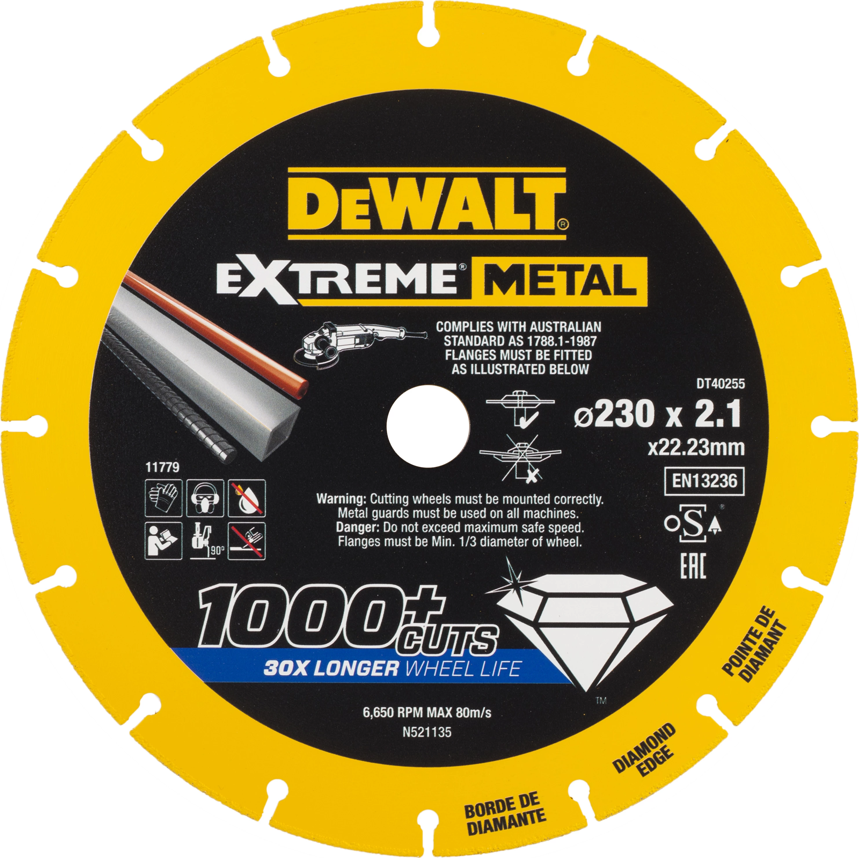 Disk prerës diamant për metal DeWalt Extreme Metal DT40255 230x22.23x2.1mm