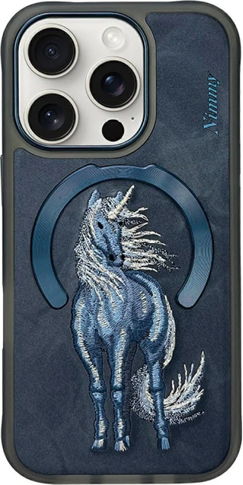 Mbështjellës Nimmy Magnetic Fantasy Animal MagSafe për iPhone 16 Pro 6.3", hardcase TPU/PU, Blu, në kuti