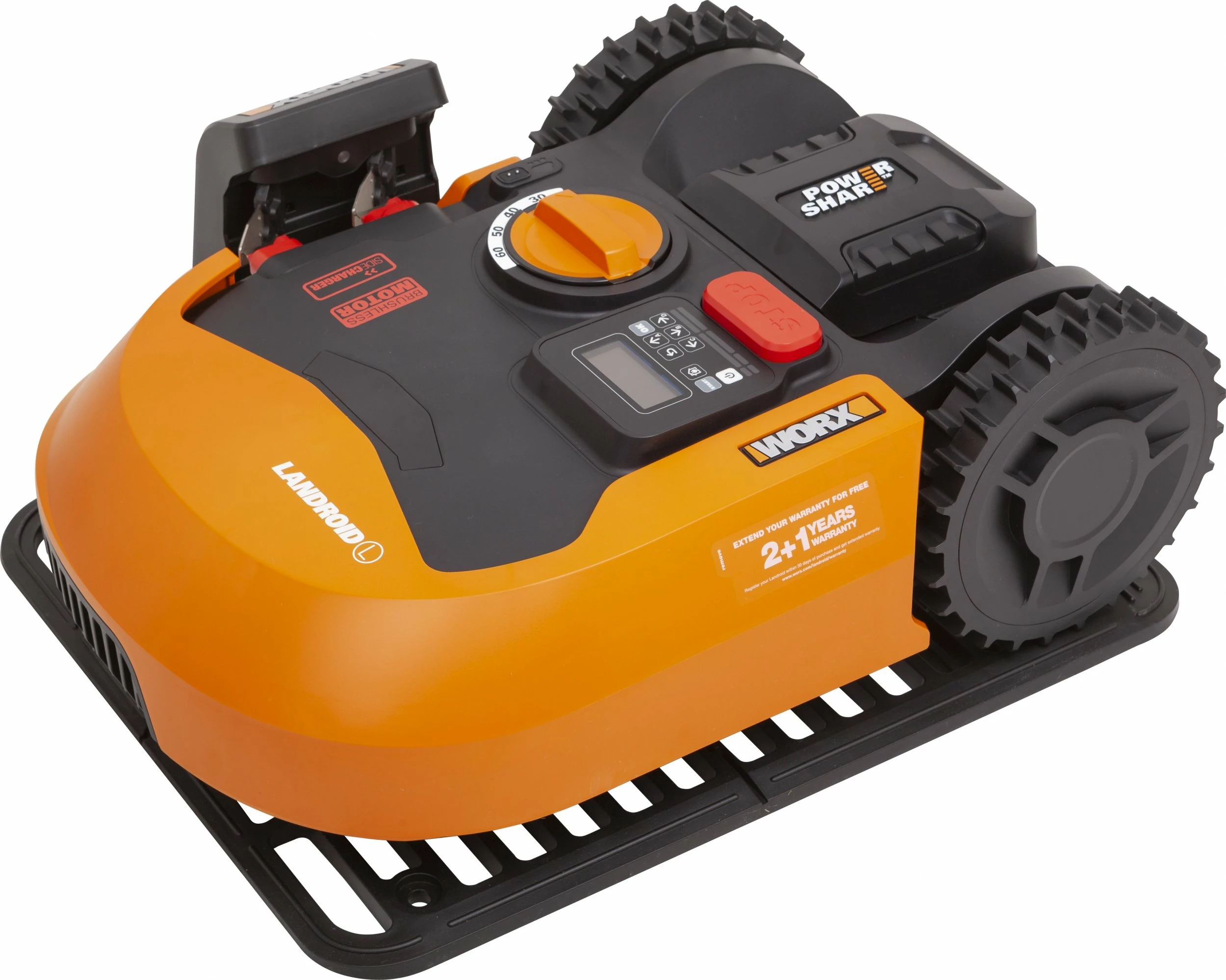 Robot kositës bari Worx Landroid L2000 WR155E 2000 m², bateri 5Ah, Wi‑Fi, portokalli/zi