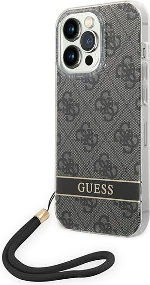 Mbështjellës Guess GUOHCP14LH4STK për iPhone 14 Pro 6.1", 4G Print Strap, i zi