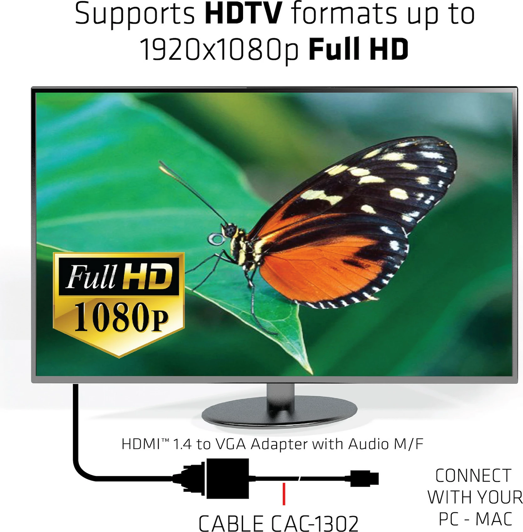 Adapter HDMI në VGA Club3D, 0.5m, me audio, i zi