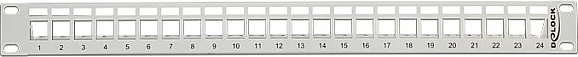 Patch panel DeLOCK 43302, 24 porta Keystone, 1U 19", gri