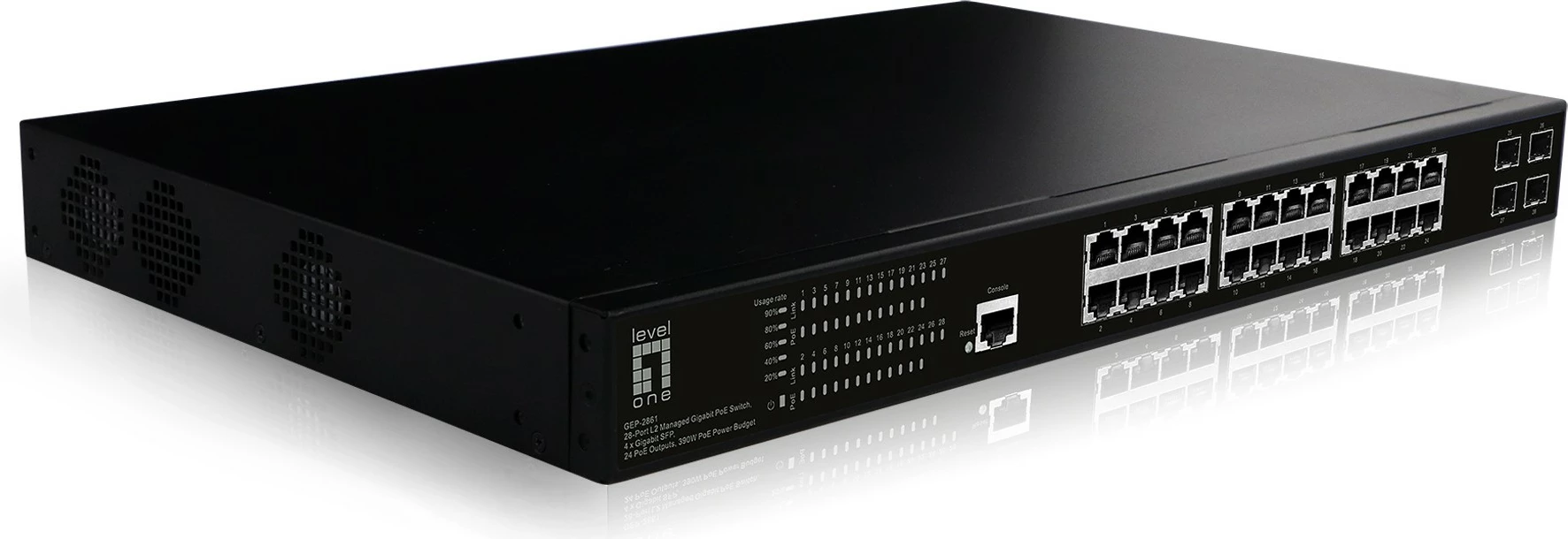 Switch LevelOne GEP-2861, L2, Gigabit Ethernet, PoE, 1U