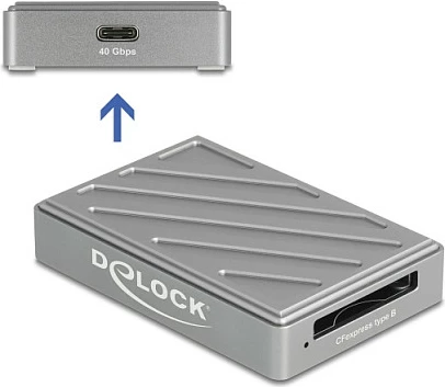 Card reader DeLOCK USB4 Type-C për CFexpress 2.0 Type B, 40 Gbps, gri