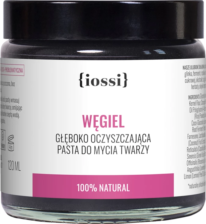 Pasta pastruese për fytyrë Iossi me qymyr të aktivizuar, algë dhe çaj të gjelbër për femra, 120ml