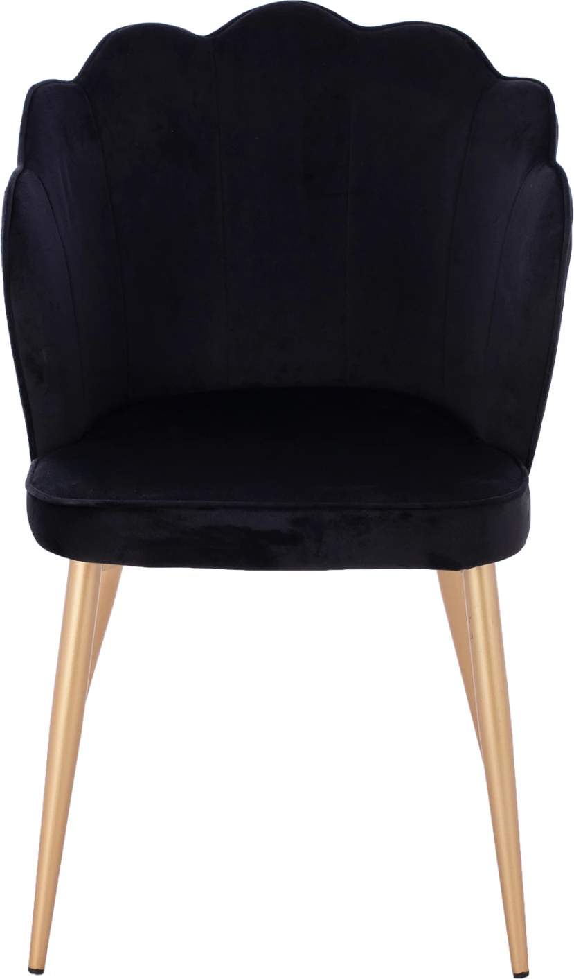 Karrige FH8737.04 kadife e zezë me kornizë metalike të artë 48x48x85 cm., set prej 2 copë