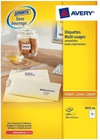 Etiketa vetëngjitëse, Avery Zweckform, 3653, 105 x 42.3 mm, A4, 100 fletë, të bardha