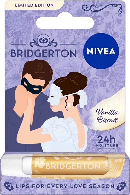 Balsam për buzë Nivea Bridgerton Edition Sophie&Benedict për femra Vanilla Biscuit 4.8g