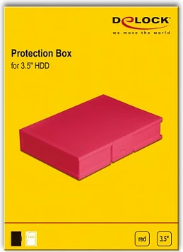 Kuti mbrojtëse DeLOCK Protection Box, për HDD 3.5", 112 x 162 mm, e kuqe