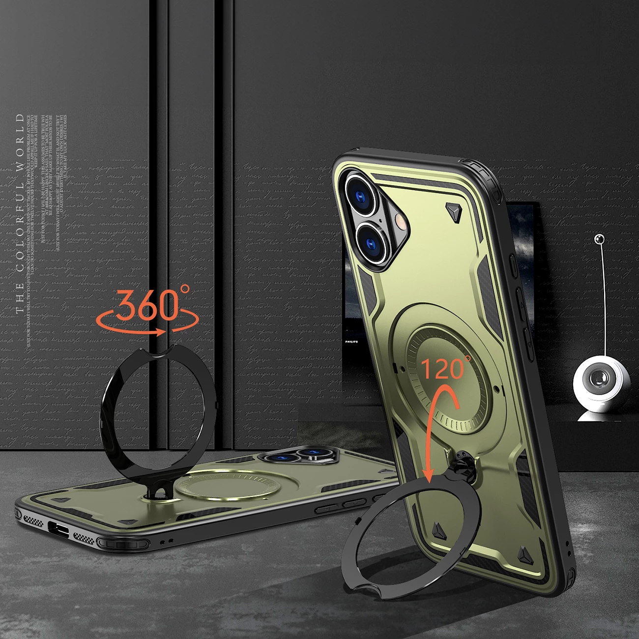 Mbështjellës Hurtel Hybrid Armor Trendy me MagSafe për iPhone 16, Jeshil