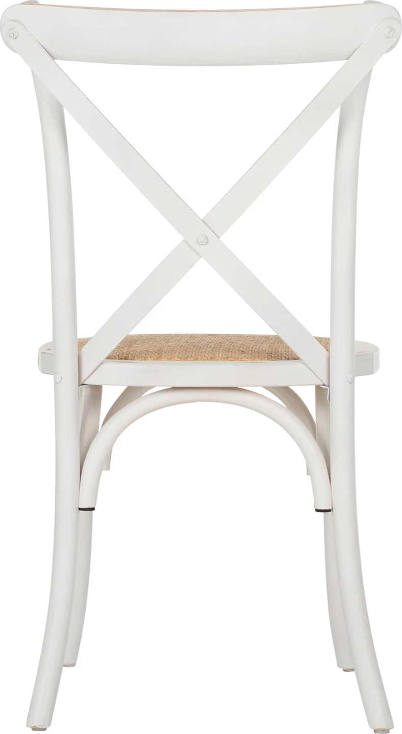 Karrige Owen e grumbullueshme prej druri ahu, ngjyrë e bardhë e larë, me shpinë të kryqëzuar, FH8575.04, 45x55.5x90 cm