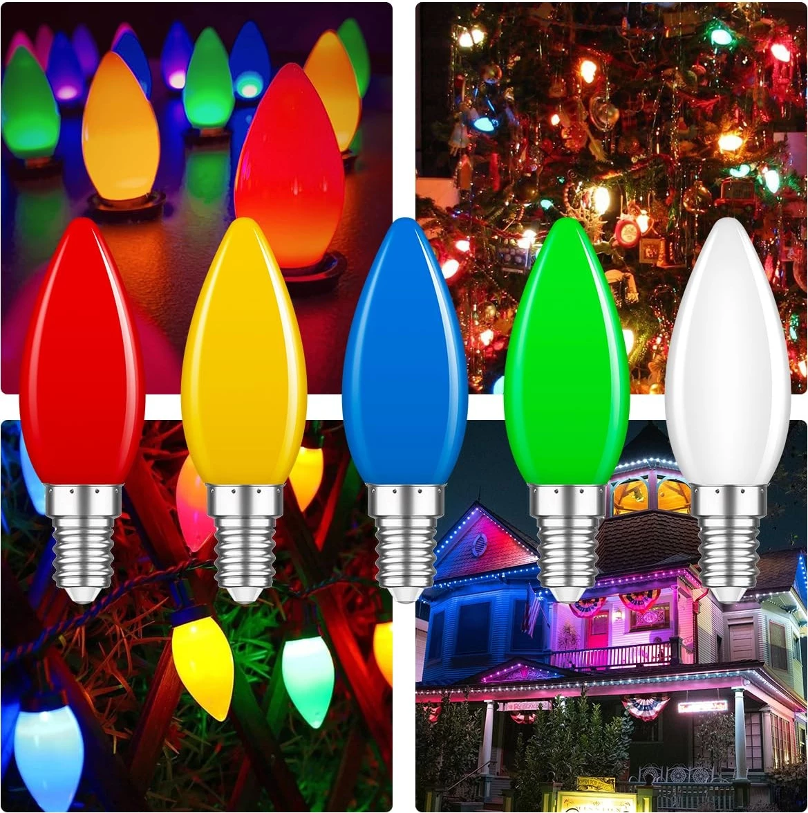 Poq LED E14 5W me ngjyra dekorative (e kuqe, e verdhë, e kaltër, e gjelbër)