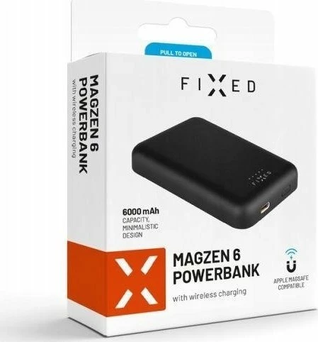Powerbank Fixed MagZen FIXZENM-6-BK 6000 mAh USB-C PD 20W MagSafe, e zezë