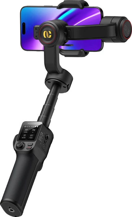 Gimbal stabilizator AOCHUAN Smart S3, 3-aks, AI Sensor, 360° tracking, dritë LED, set me tripod + çantë, i zi