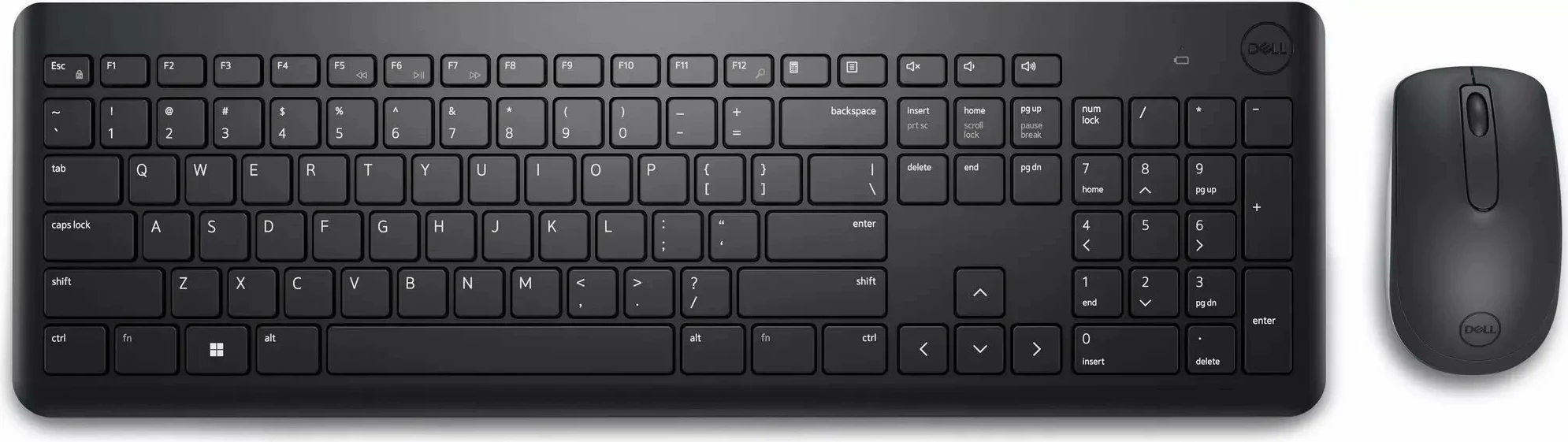 Set tastierë + Maus Dell KM3322W (580-AKGH), wireless 2.4GHz me USB receiver, layout RU, full-size me numpad, i zi