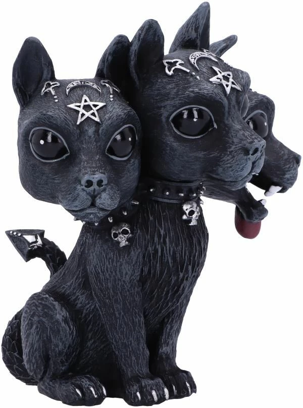 Figurinë dekorative NEMESIS NOW Diabarkus, Cerberus me 3 koka, rezinë, e pikturuar me dorë, e zezë
