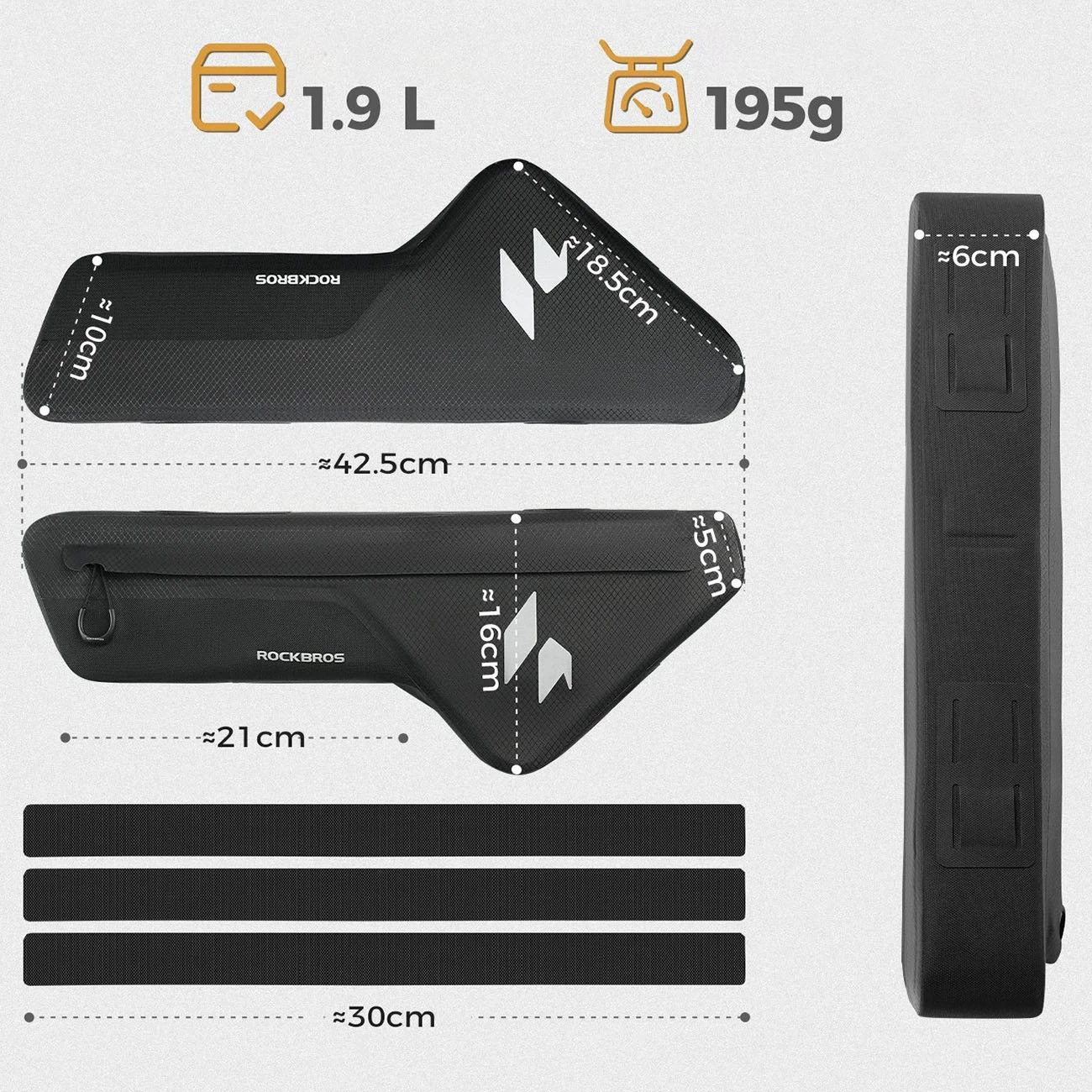 Çantë kornize biçiklete Rockbros AS-152, 1.9L, waterproof, e zezë
