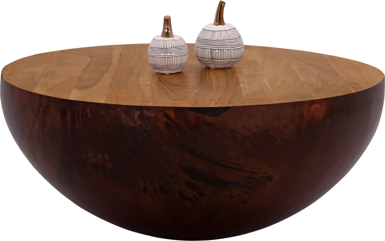 Tavolinë kafeje dekorative e rrumbullakët Φ90x40cm Rusty me dru akacie FH8717.02