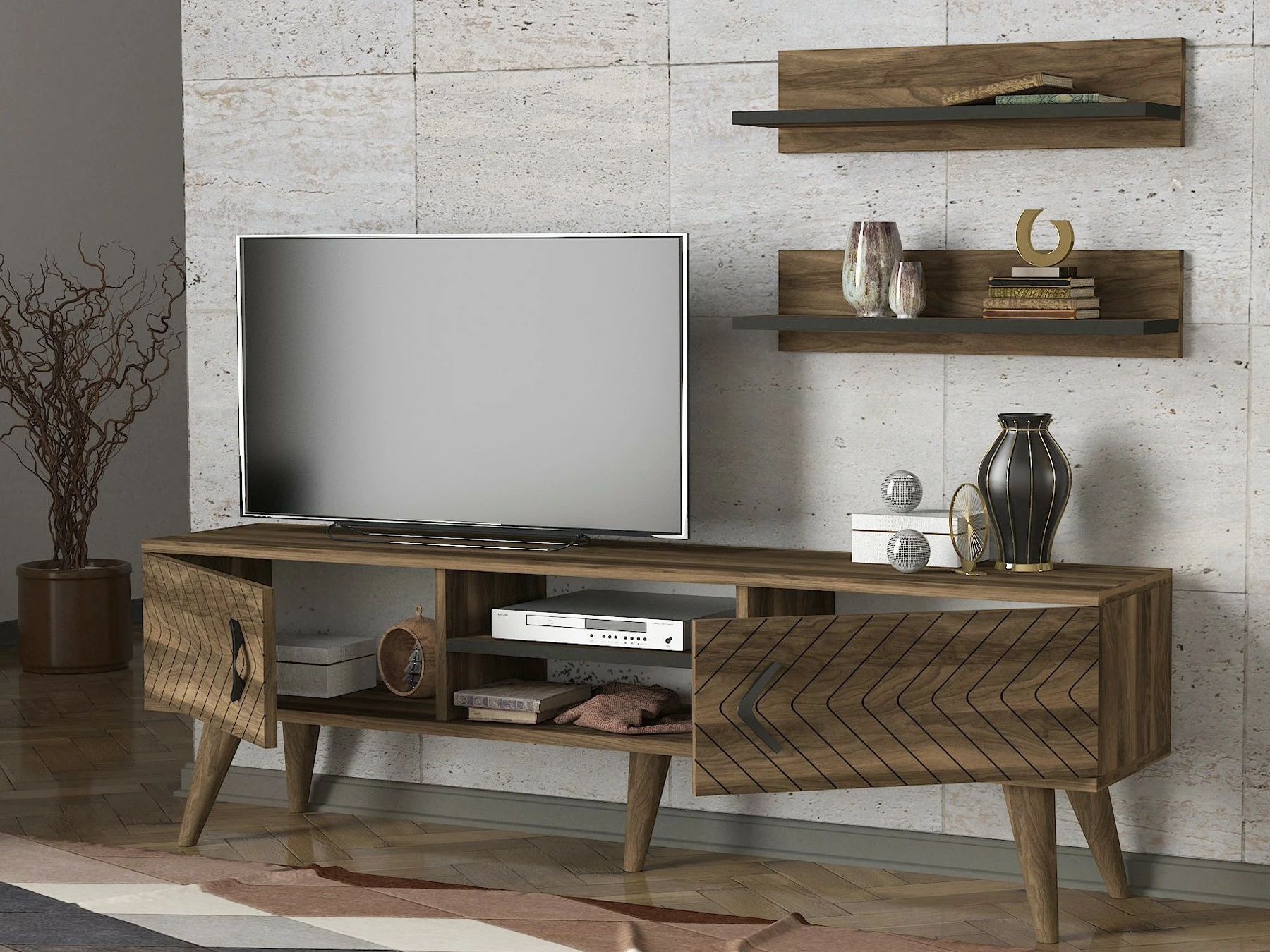 Njësi TV Skye Decor, Legato, ngjyrë arre