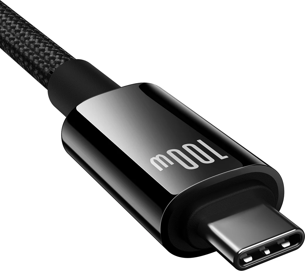 Kabllo USB-C në USB-C Baseus Tungsten Gold, 1.5m, 100W, 4K 60Hz, e zezë