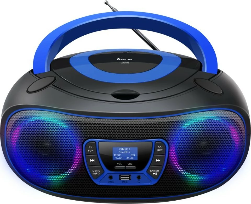 Boombox Denver DAB+ Bluetooth, radio FM, USB, blue
