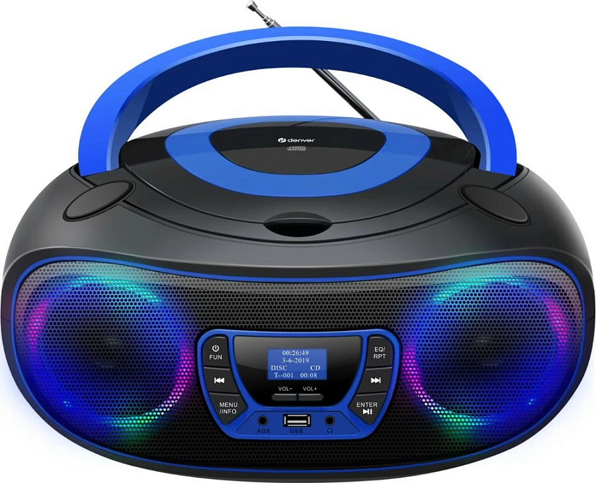 Boombox Denver DAB+ Bluetooth, radio FM, USB, blue
