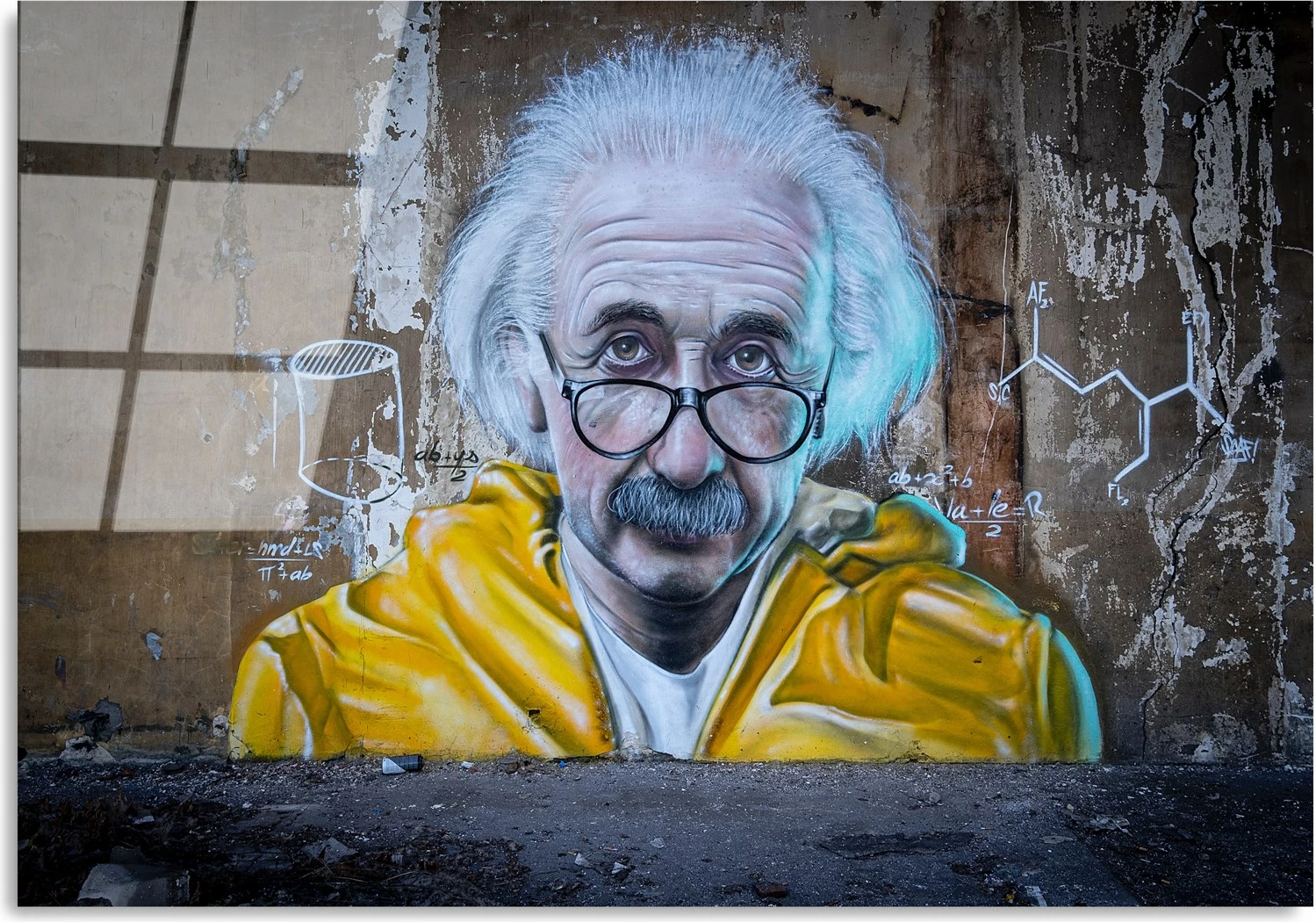 Pikturë dekorative xhami e temperuar, Banksy, shumëngjyrëshe, 45x65cm