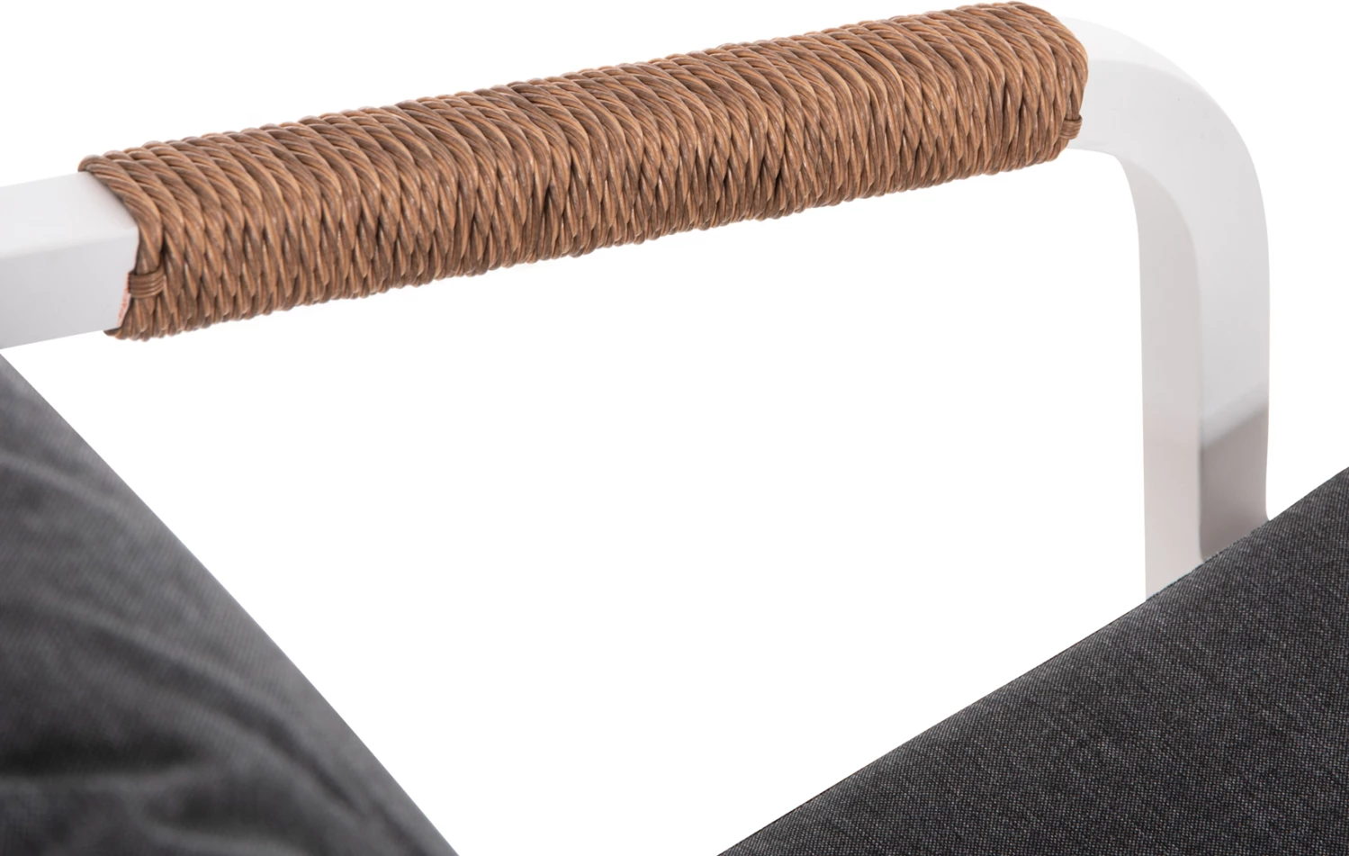 Karrige MAERLY FH6051.01 alumini e bardhë, jastëk antracit, ratan sintetik ngjyrë kafe e çelur, 55.5x62.5x85 cm