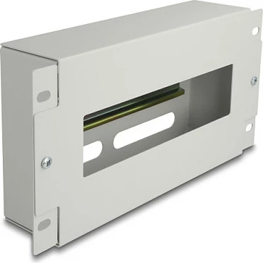 Shirit mbulues rack DeLOCK 10", 3U, me shinë DIN, metal, gri