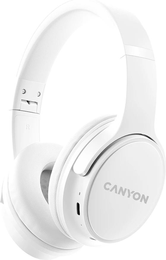 Kufje CANYON OnRiff 4, Bluetooth 5.3, 50 orë bateri, over-ear, 3.5mm/USB-C, të bardha