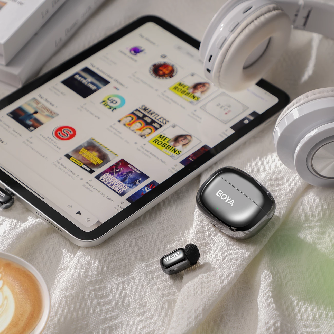 Set mikrofonësh wireless BOYA Mini 2-02 2.4GHz, USB-C, 2 transmetues + marrës, me kasë karikimi, i zi