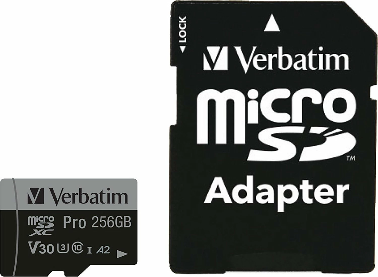 Kartë memorie microSDXC Verbatim Pro 256GB Class 10 UHS-I/U3 A2 V30, me adapter