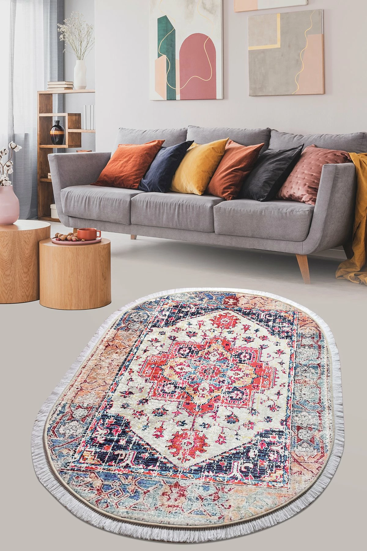 Qilim oval, shumëngjyrësh, Conceptum Hypnose Paix, 120x150cm