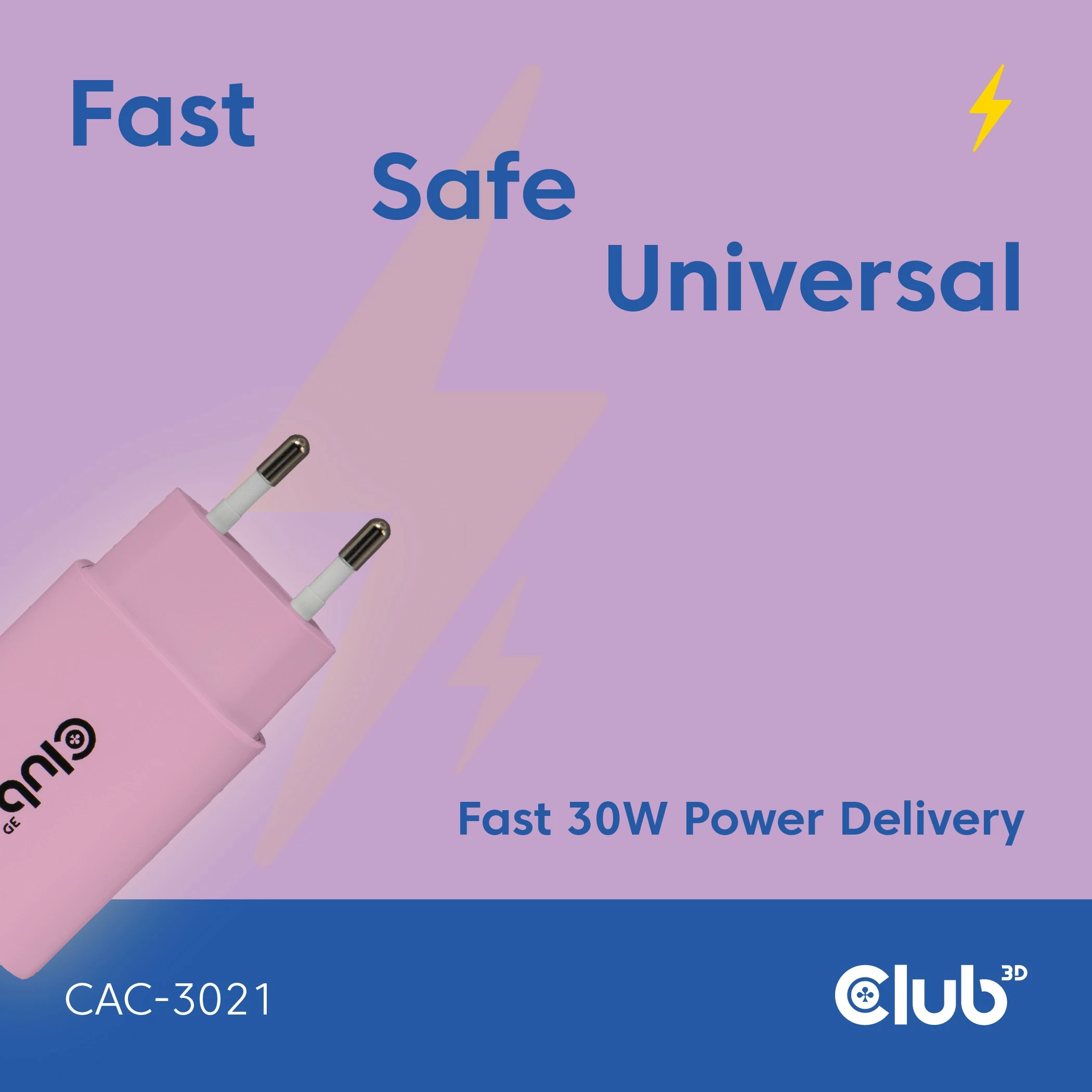 Karikues USB-C Club3D CAC-3021, 30W, 2 copë, rozë