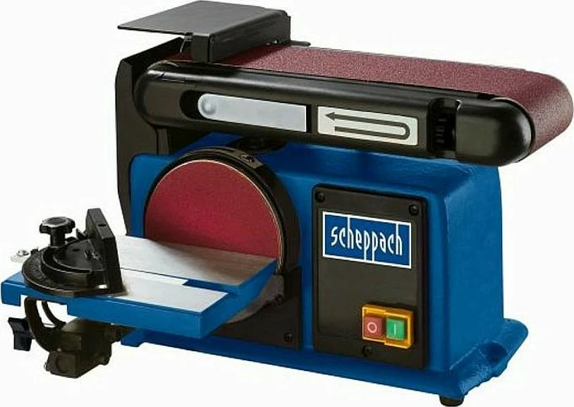 Lëmues me shirit dhe disk Scheppach BTS800 370W, shirit 915x100mm, disk 150mm, blu/zi