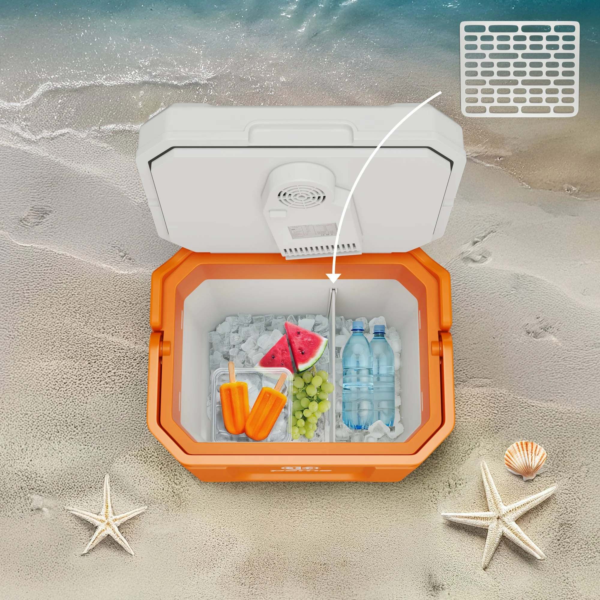 Frigorifer portativ kampingu Peme Trip 31.5 L, ftohje/ngrohje, AC/DC 12V/230V, USB, Bluetooth, portokalli