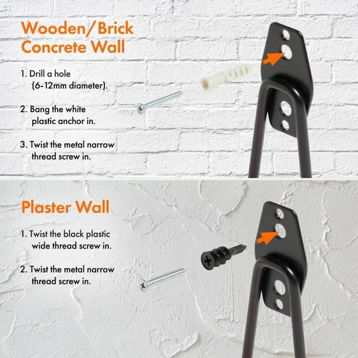 Set grepash muri për vegla VONHAUS 3500251, çelik me veshje PVC, portokalli/zezë, 5 lloje, set 10 copë