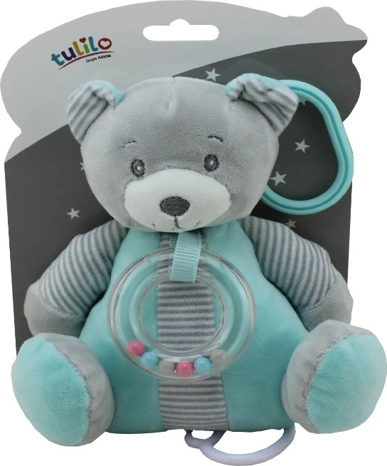 Kuti muzikore TULILO Mint Bear 18 cm, Gri/Mint