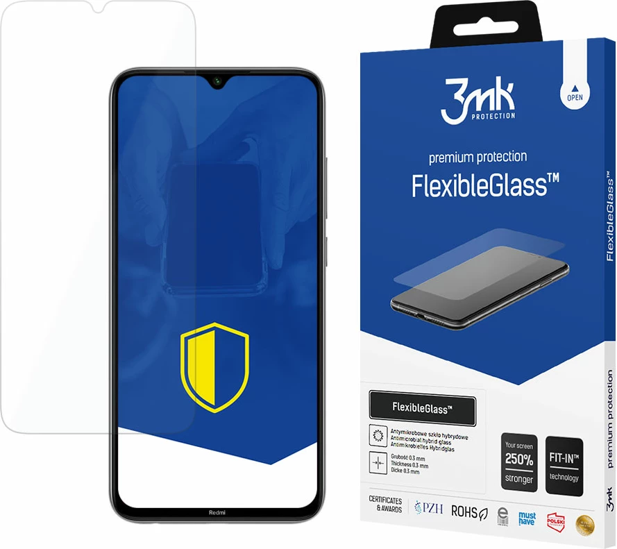 Xham mbrojtës ekrani 3mk FlexibleGlass™ për Xiaomi Redmi Note 8, hibrid, 7H, antibakterial