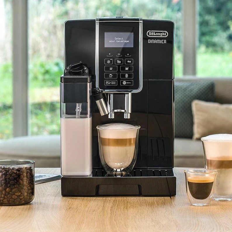 Aparat espresso automatik DeLonghi Dinamica ECAM 350.55.B, 1.8 L, 15 bar, me mulli dhe frother qumështi, i zi
