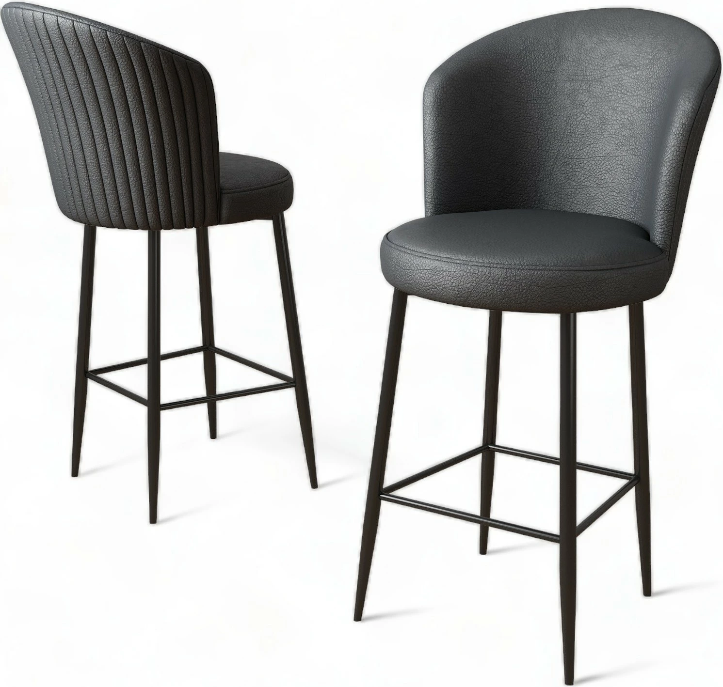 Set karrigesh për bar (4 copë), Hanah Home Uras, antracit, e zezë