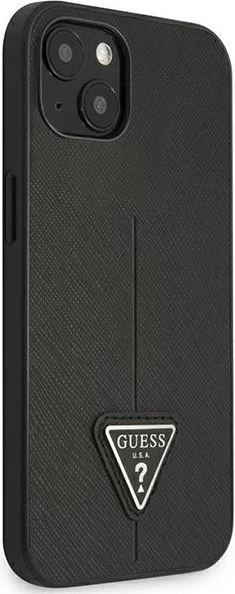 Mbështjellës Guess SaffianoTriangle Logo për iPhone 14 Plus 6.7", i zi