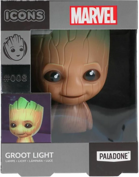 Lampë tavoline Paladone Marvel Groot Icon 12 cm, me bateri 2x AAA, kafe/zezë