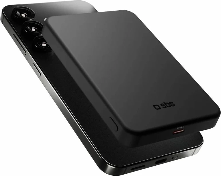 Powerbank SBS Mag Power Qi2 5000 mAh, e zezë